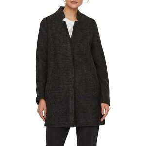 Vero Moda Coat Womens M Dark Gray Heather Open Front Mid-Length Pockets